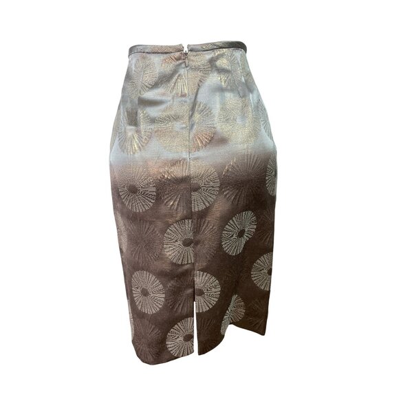 Adrianna Papell Evening Essentials Brown & Gold Brocade Pencil Skirt Size 6 - Picture 3 of 8